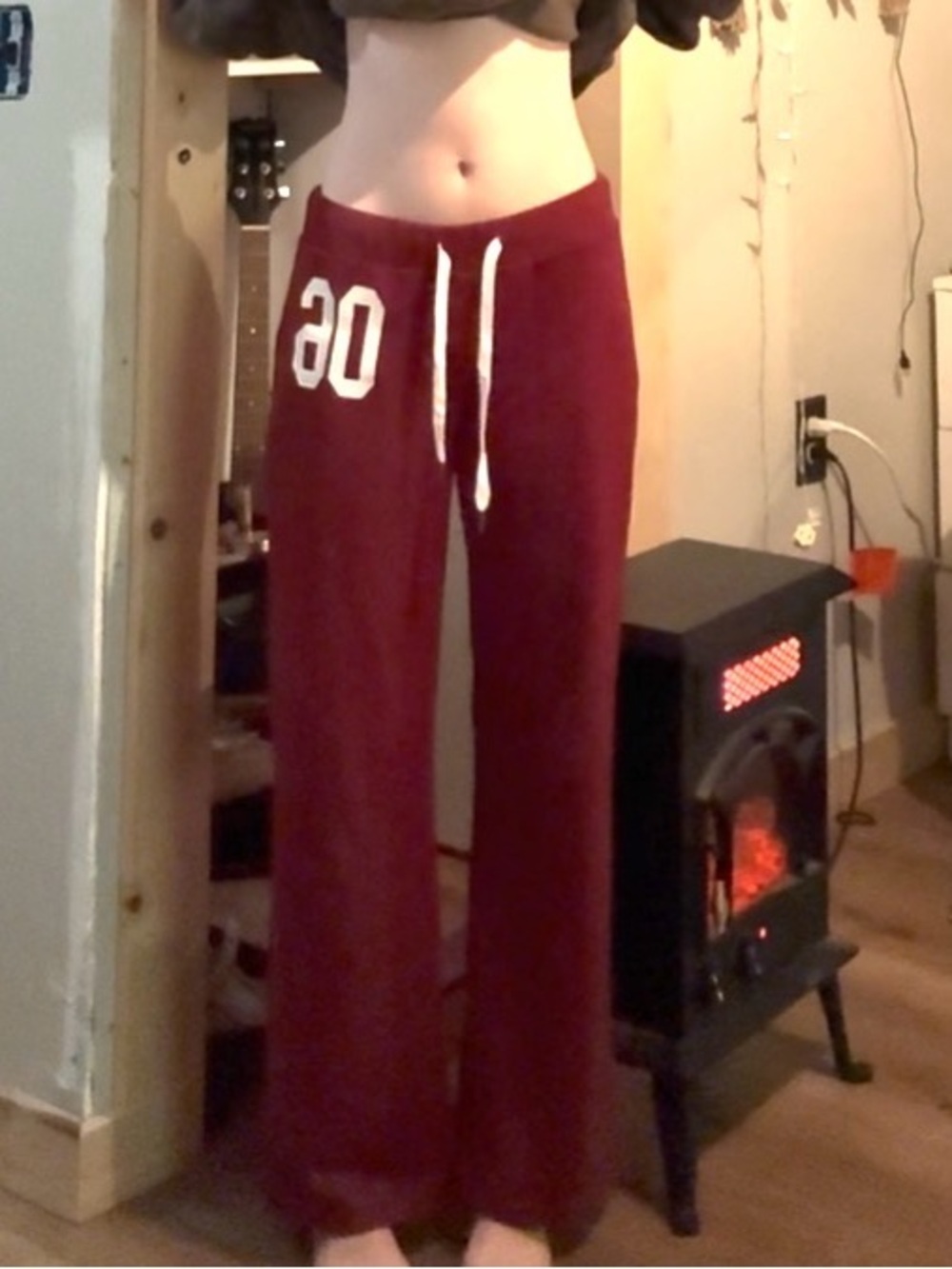 Edikted Maroon Wide-Leg Drawstring Track Pants